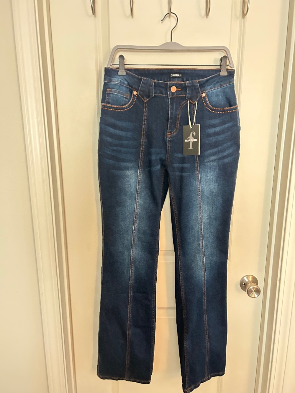 Flamingals Dark Wash Jeans. NWT, SZ  31” waist with some stretch.